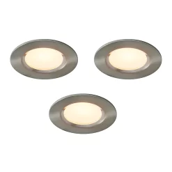 Castorama 3 Spot à Encastrer LED Intégrée 2 En 1 Avec Interrupteur Colours Thorold Rond Métal Chromé Brossé IP20 Ø 8,5 cm