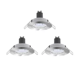 Castorama Lot 3 Spots à Encastrer LED GU10 Ø8,5cm IP20 230lm 35W 3W Blanc Chaud Argent