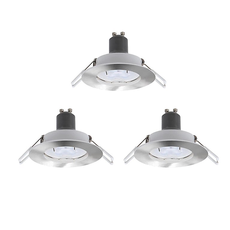 Castorama Lot 3 Spots à Encastrer LED GU10 Ø8,5cm IP20 230lm 35W 3W Blanc Chaud Argent 3 Castorama Lot 3 Spots à Encastrer LED GU10 Ø8,5cm IP20 230lm 35W 3W Blanc Chaud Argent