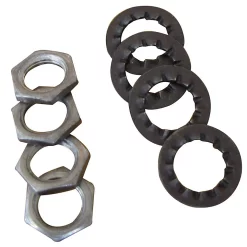 Castorama Lot 4 écrous Acier Bichromaté ø15 X Ep. 2,5mm + 4 Rondelles éventails Acier Traité ø18 X Ep. 1,5mm