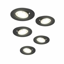 Castorama Pack 5 Spots Encastrable Noir Ø85cm IP20 400lm 4,9W Blanc Chaud