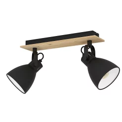 Castorama Réglette Spot 2 Lumières E14 28W Eglo Grimsby Noir L.33 X L.8 X H.20 Cm