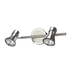 Castorama Réglette Spot 2 Lumières GU10 10W GoodHome Aphroditus Nickel L.30 X L.9 X H.16 Cm