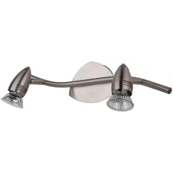 Castorama Réglette Spot 2 Lumières GU10 7W GoodHome Aspis Nickel Satiné L.39 X L.9 X H.16 Cm