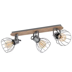 Castorama Réglette Spot 3 Lumières E27 40W Eglo Sambatello Marron L.57,5 X L.9 Cm