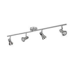 Castorama Réglette Spot 4 Lumières GU10 10W GoodHome Aphroditus Nickel L.80 X L.9 X H.16 Cm